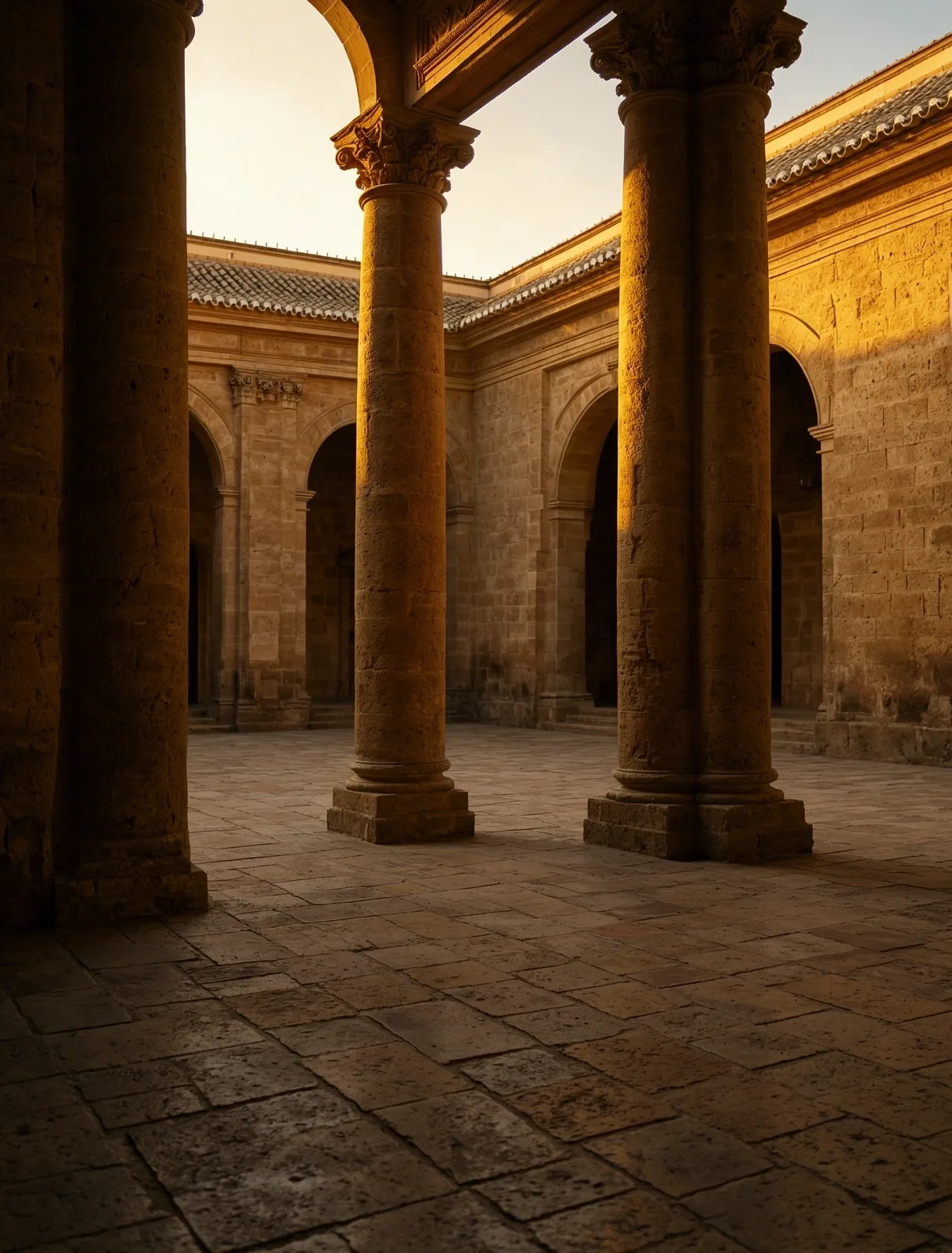 Sun-drenched stone texture of Seville