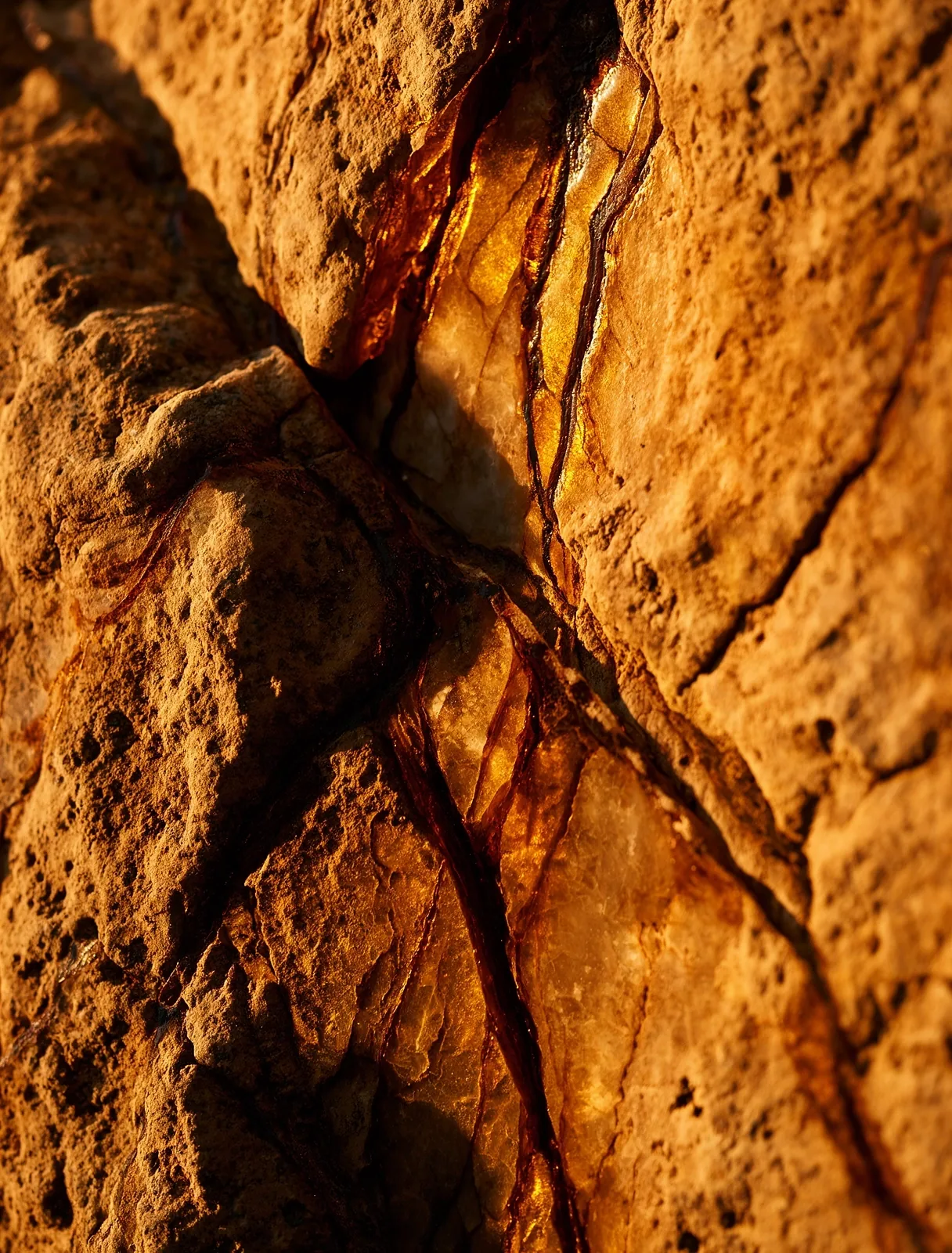 Sunlight hitting ancient stone texture